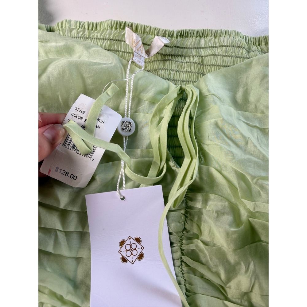 V.A.F. Ruched Puff Sleeve Top Women Medium Sage Green Cottagecore Romantic Y2K - Picture 4 of 7